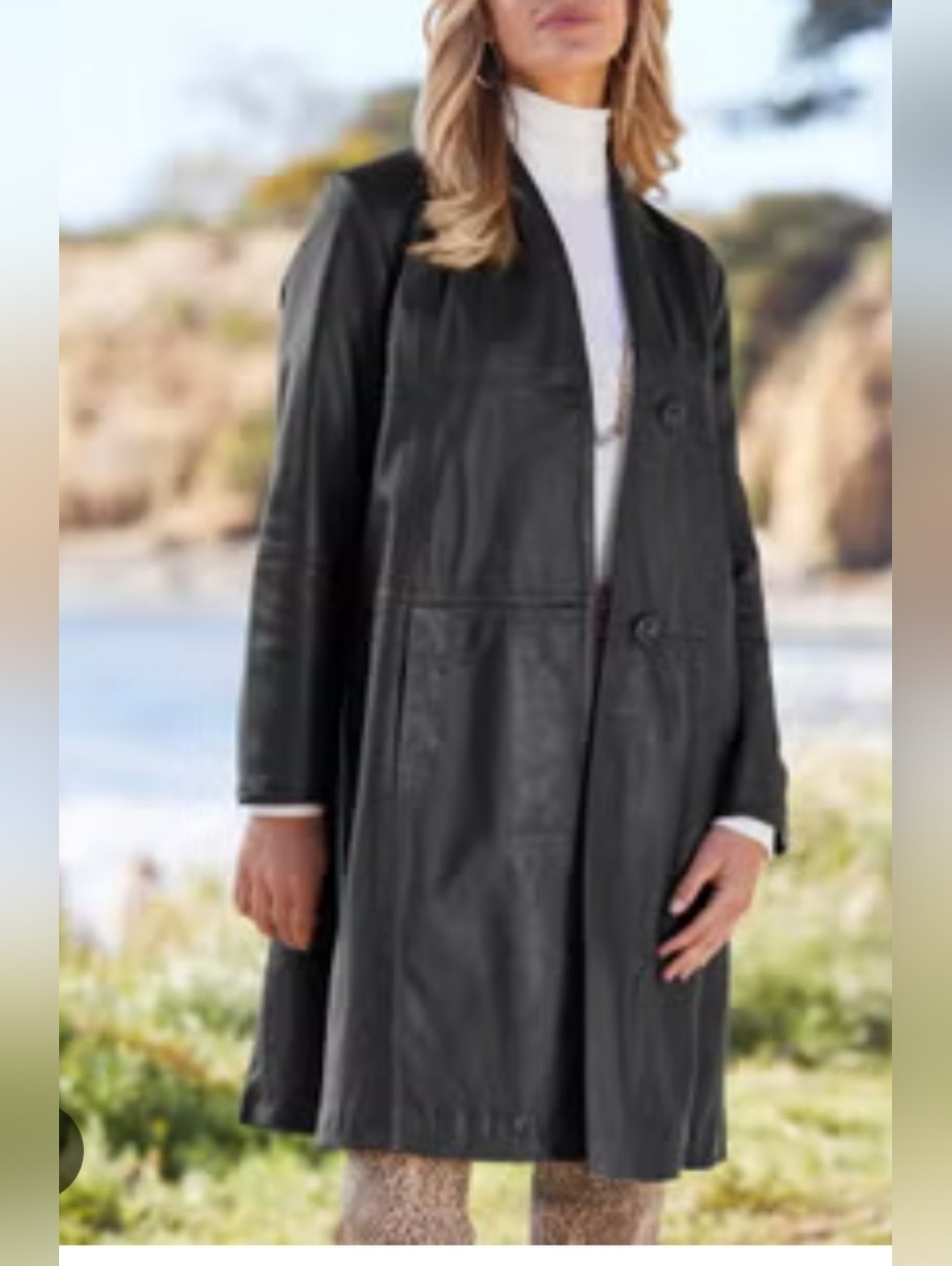 NWT Jessica London Plus Size Leather Swing Coat Dark Green